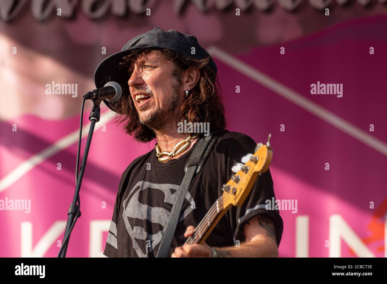Sami Yaffa on stage at Krapin Paja open-air concert in Tuusula, Finland Stock Photo