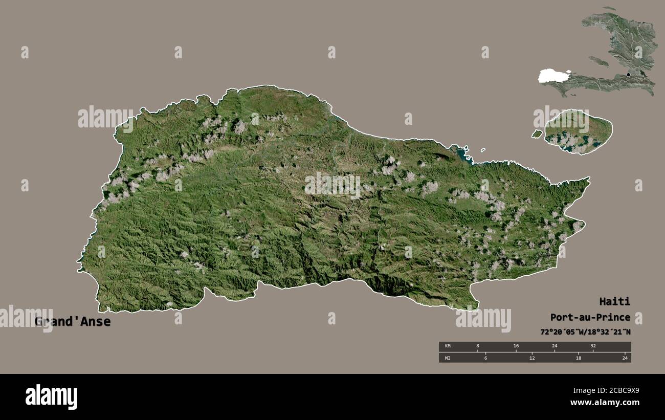 Shape of Grand'Anse, department of Haiti, with its capital isolated on