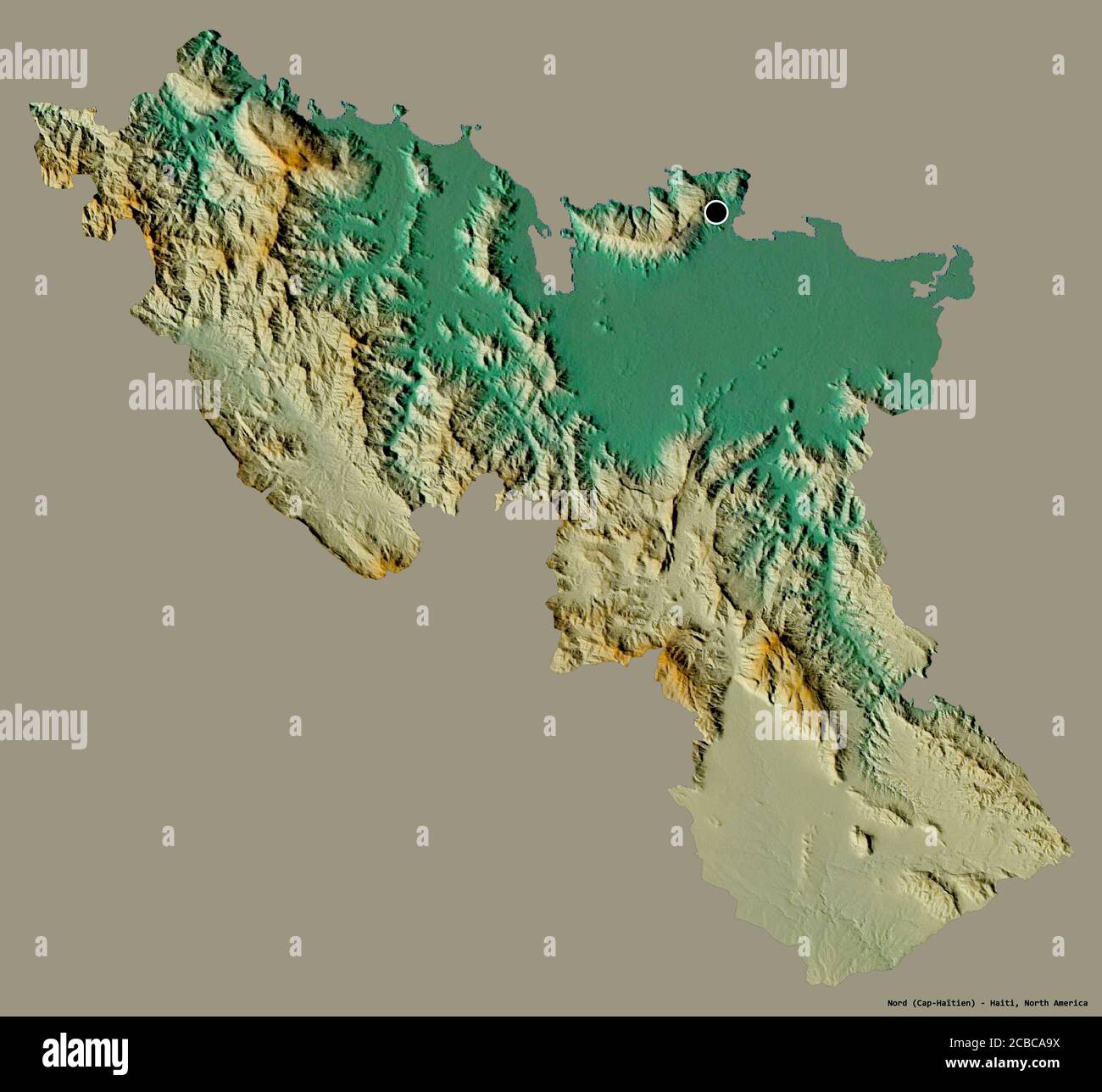 Shape of Nord, department of Haiti, with its capital isolated on a