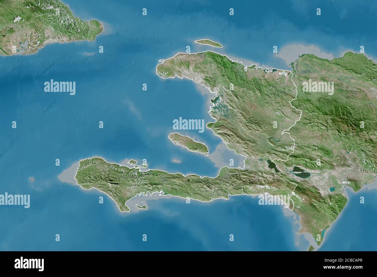 Extended area of Haiti with country outline, international and regional