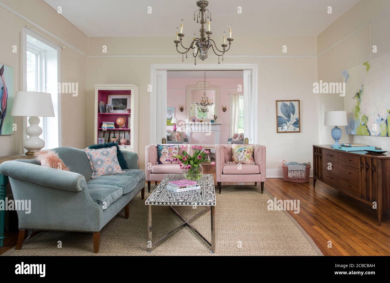 Living Rm eclectic furniture mix Stock Photo