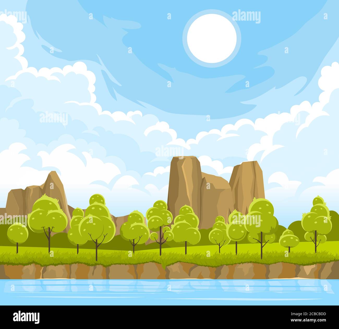 Summer landscape with river Stock Vector Image & Art - Alamy
