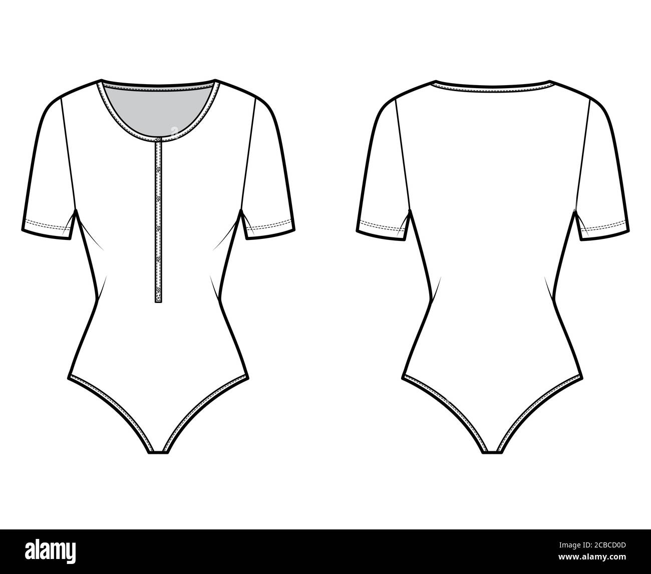 Cottonjersey tshirt bodysuit technical fashion illustration with