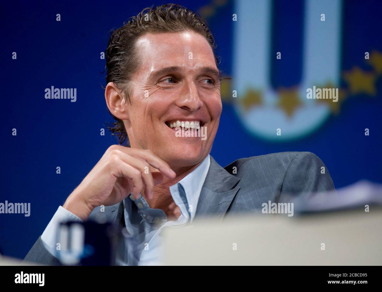 Austin, Texas USA, February 14, 2009: Actor Matthew McConaughey listens during a seminar at the second-annual Clinton Global Initiative University, a conference bringing together more than 1,000 students to take action on global challenges such as poverty, hunger, energy, climate change and global health. ©Bob Daemmrich Stock Photo