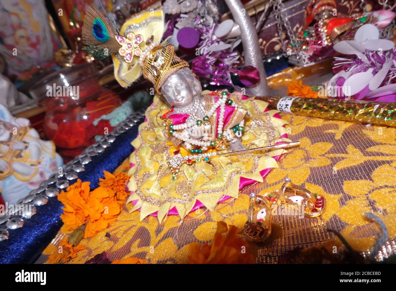 Adorable idol of little Lord Krishna, popularly known as Laddu Gopal in India. Stock Photo