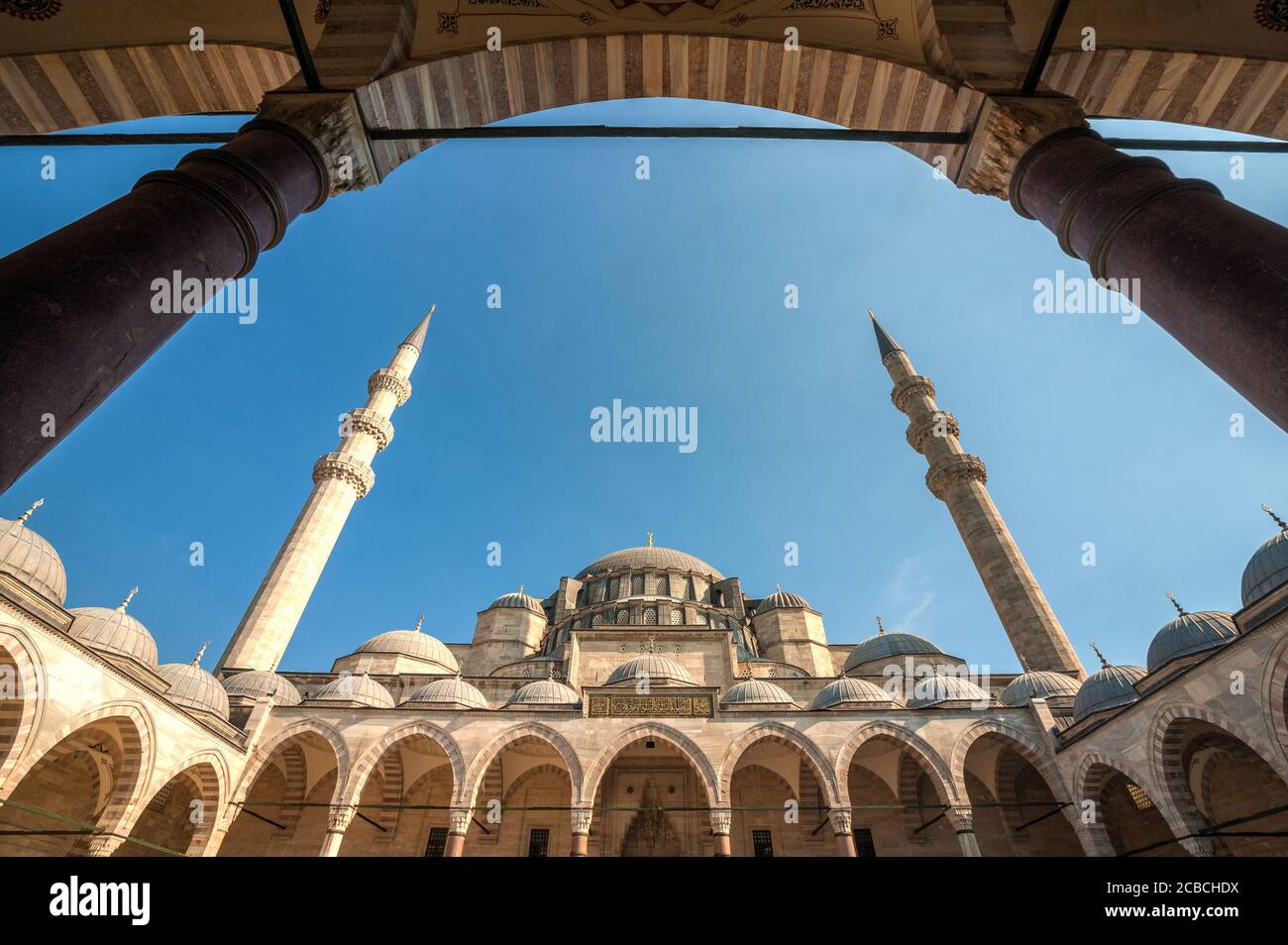 ISTANBUL, TURKEY, The mosque Suleymaniye belongs to the most impressive buildings in Istanbul. It was built by Sinan in the 16th centuary Stock Photo