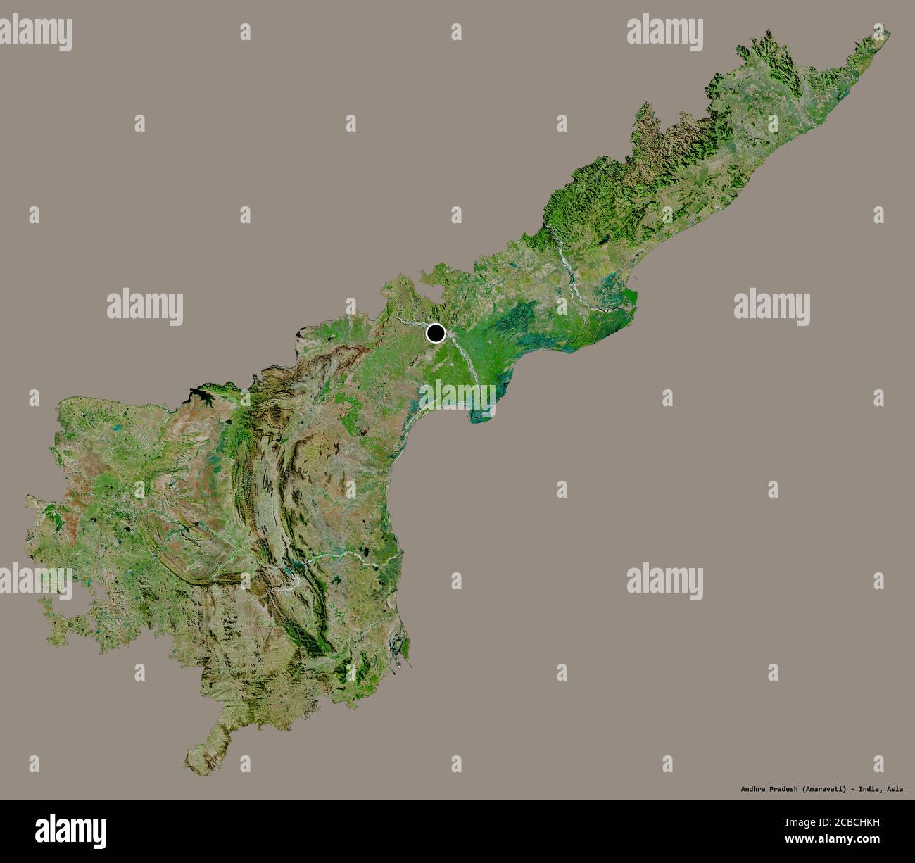 Andhra Pradesh Satellite Map Shape Of Andhra Pradesh, State Of India, With Its Capital Isolated On A  Solid Color Background. Satellite Imagery. 3D Rendering Stock Photo - Alamy