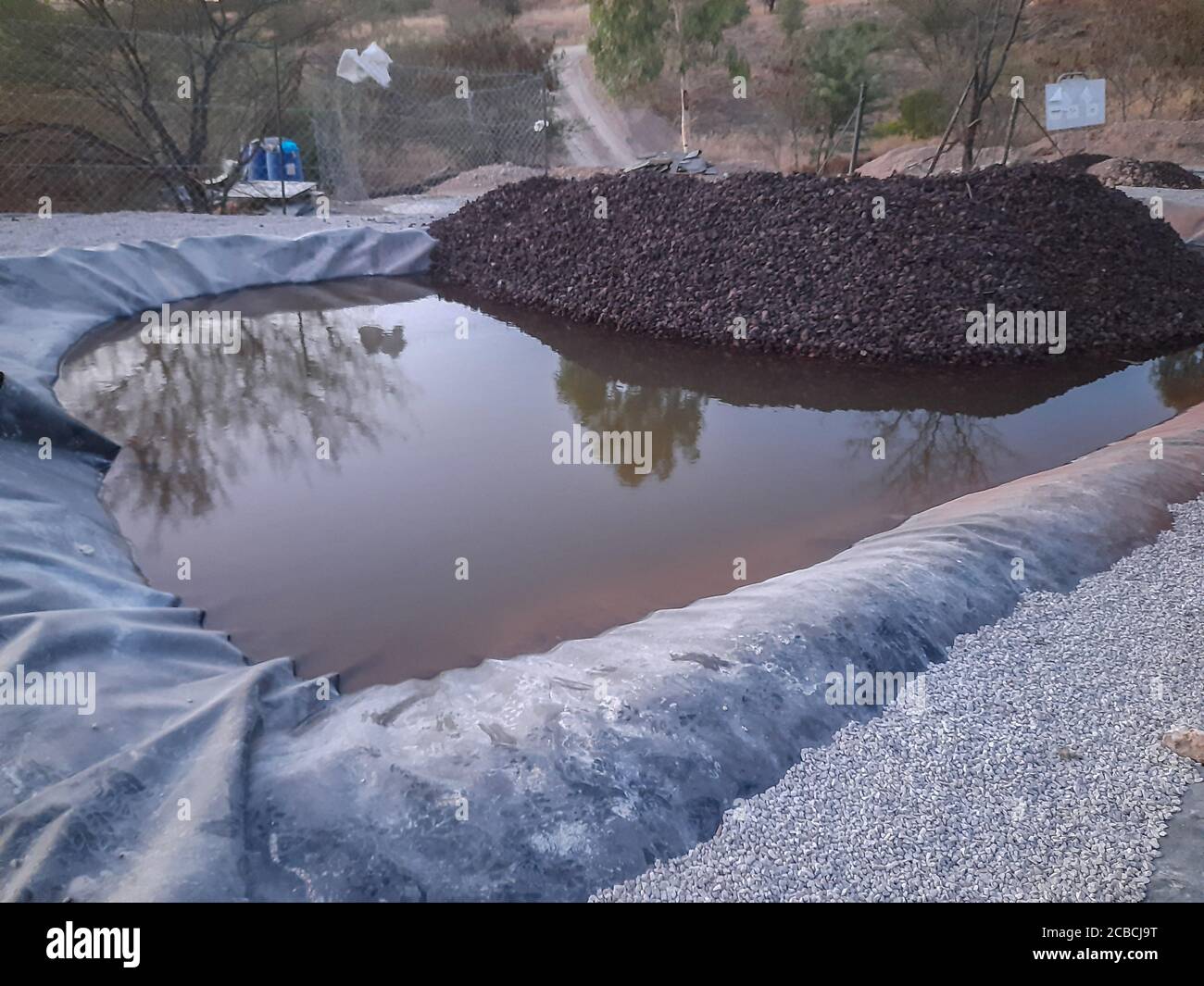 wastewater treatment plant under construction that treating black water to grey water in Jordan Stock Photo