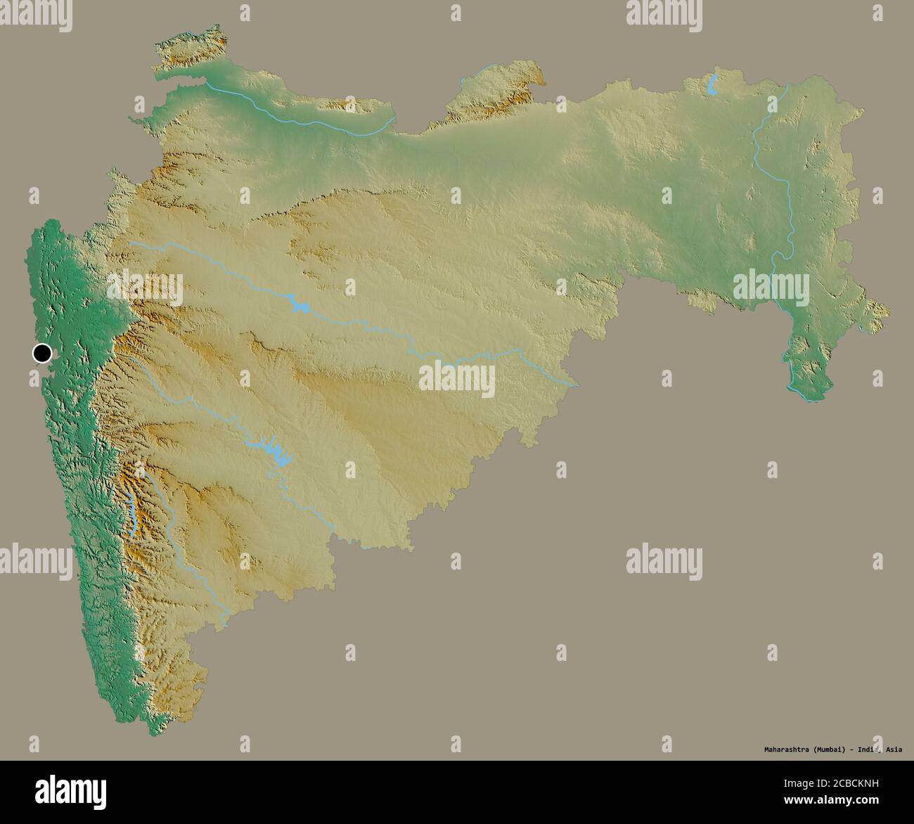 Topographic Map Of Maharashtra Shape Of Maharashtra, State Of India, With Its Capital Isolated On A Solid  Color Background. Topographic Relief Map. 3D Rendering Stock Photo - Alamy