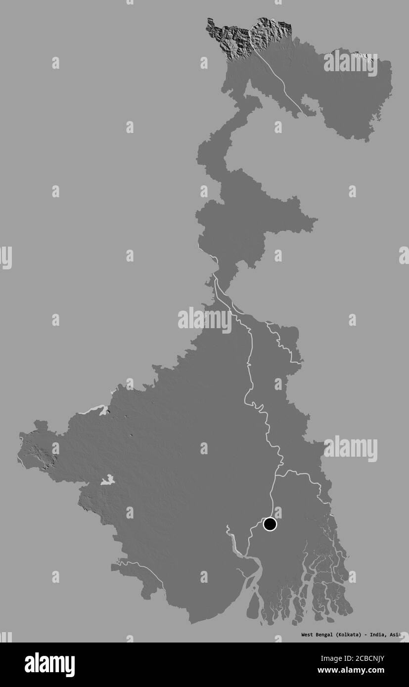 West Bengal 3d Map Shape Of West Bengal, State Of India, With Its Capital Isolated On A Solid  Color Background. Bilevel Elevation Map. 3D Rendering Stock Photo - Alamy
