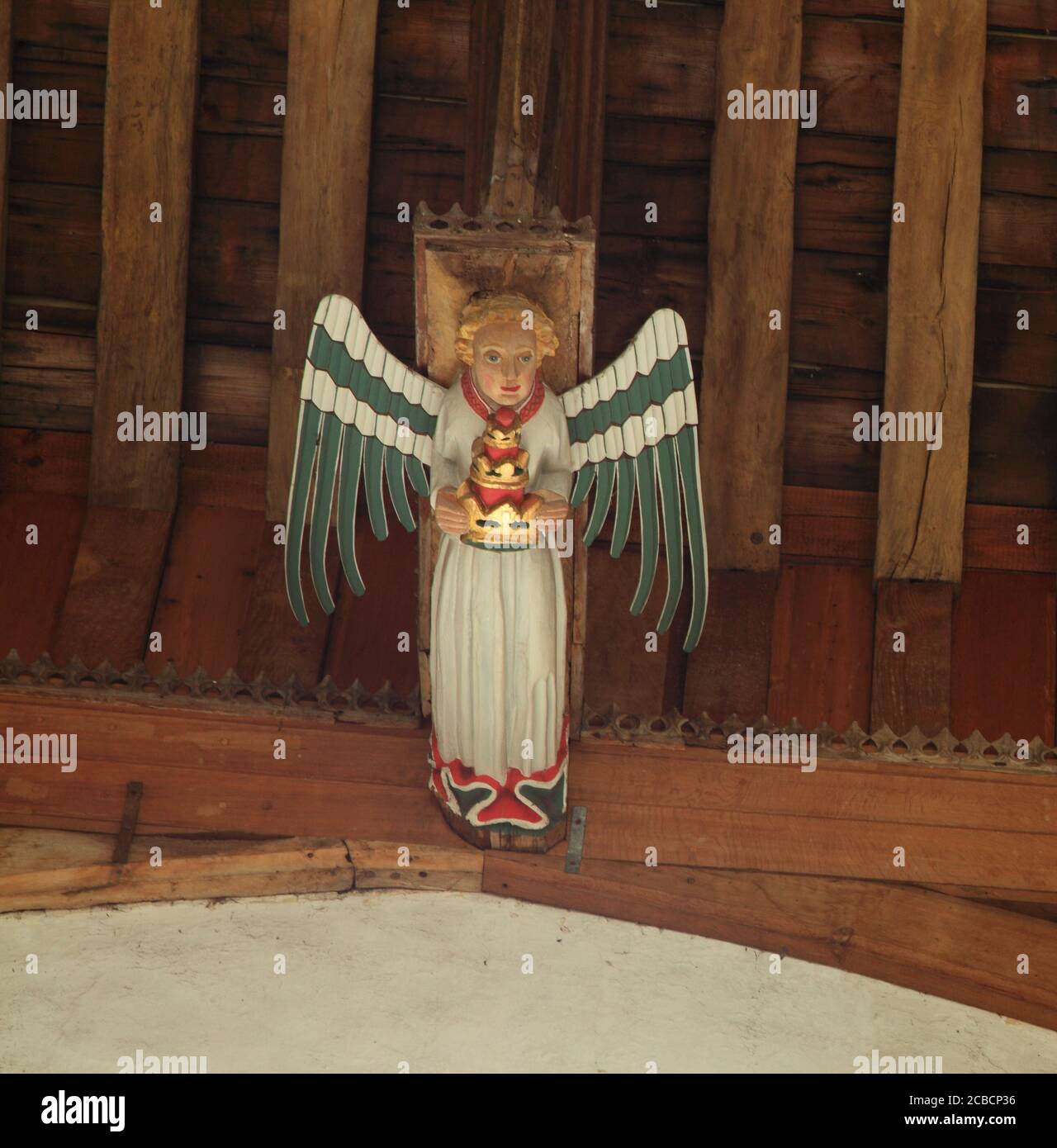South Creake, angel. on hammerbeam roof, medieval, wood, carving, 15th century, Norfolk, England, UK Stock Photo