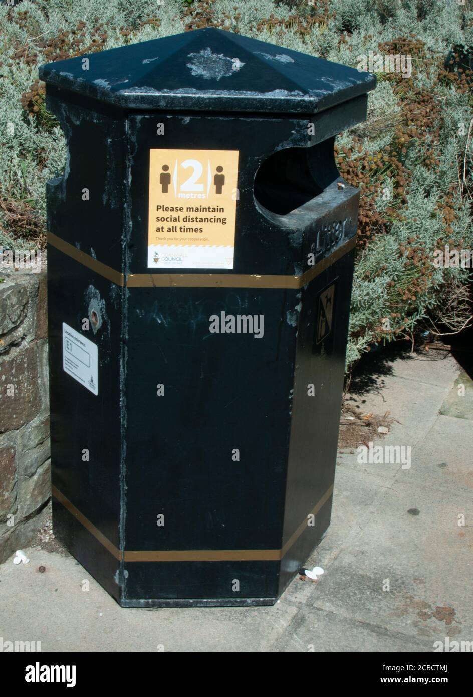 public waste bin during pandemic Stock Photo