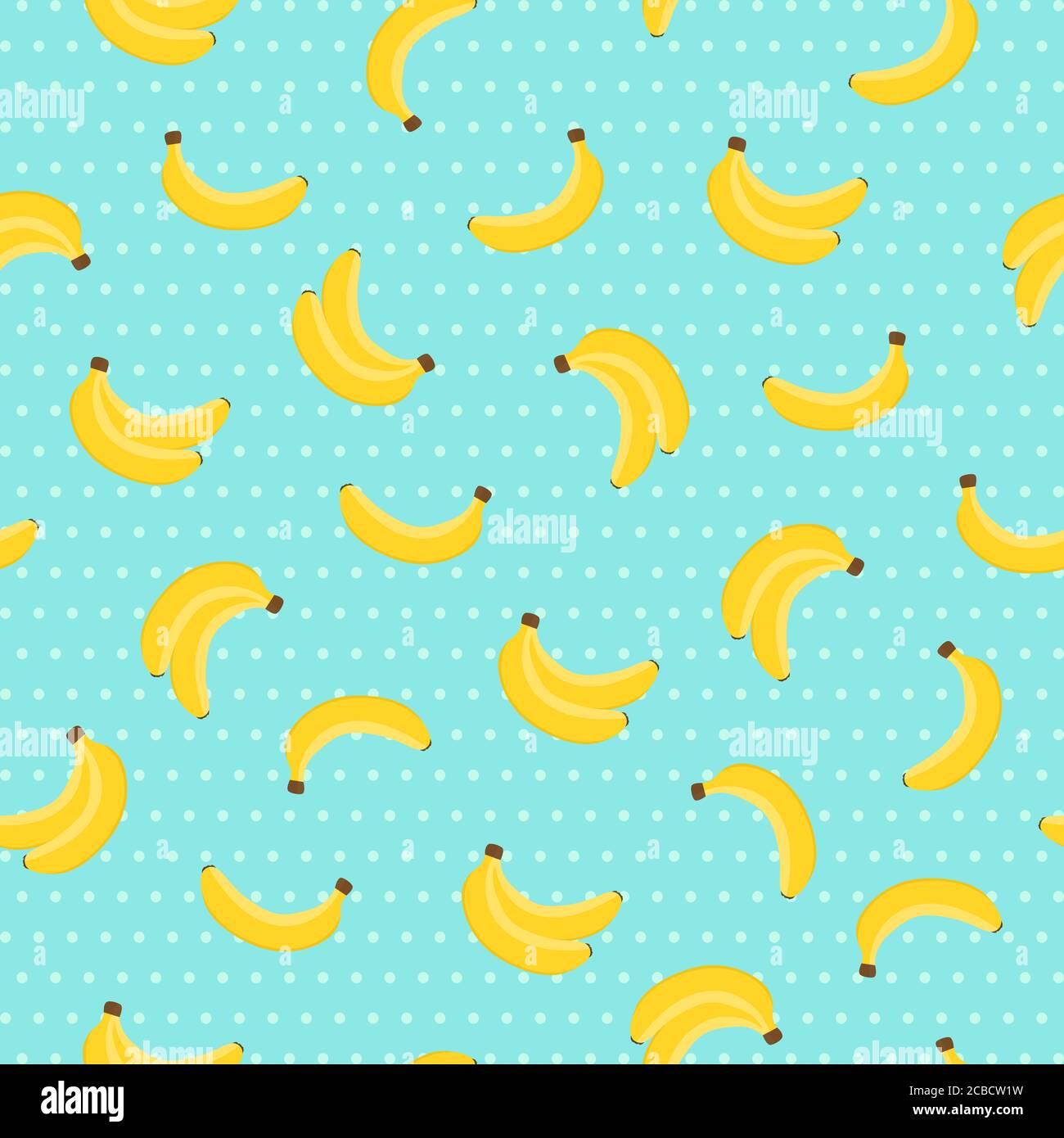 Fruits seamless pattern. Banana baclground on blue background. Vector illustration. Stock Vector
