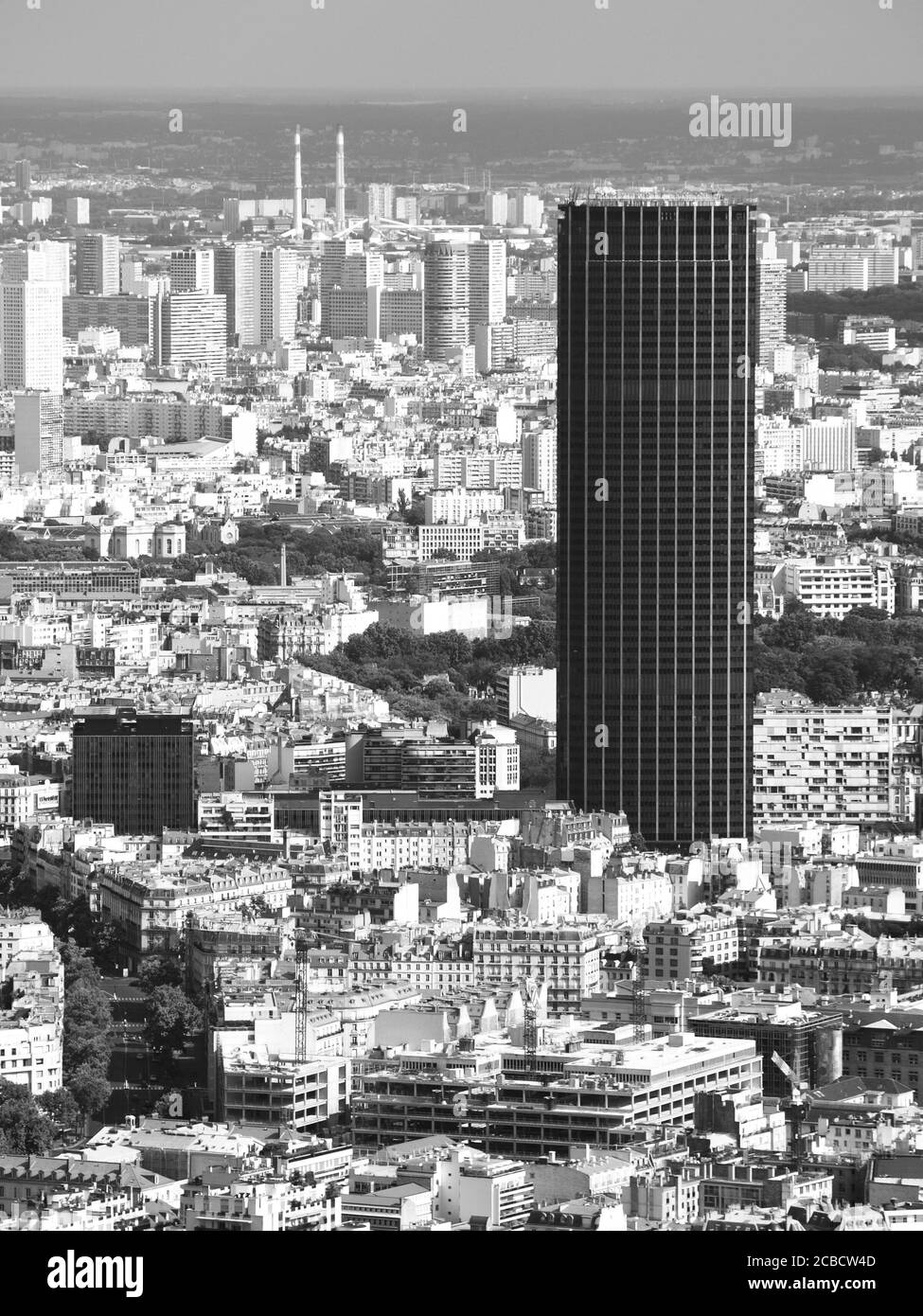 View of Montparnasse Tower Skyscraper from Eiffel Tower in Paris, France Stock Photo