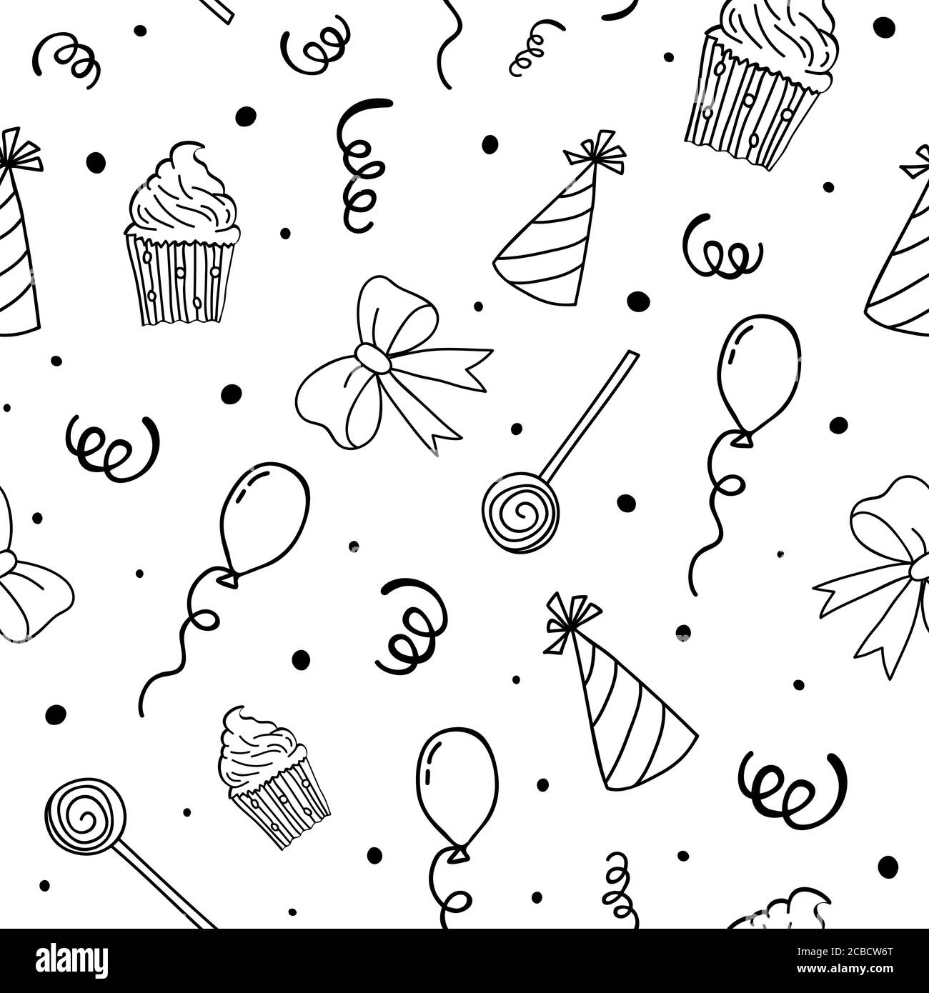 Birthday pattern. Party background. Hand drawn seamless pattern Vector illustration. Stock Vector
