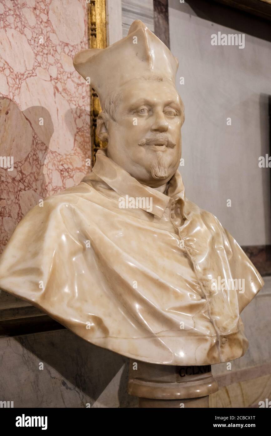 Italian art, bust of Scipione Borghese by Gian Lorenzo Bernini, Borghese Gallery Museum, Rome, Italy Stock Photo