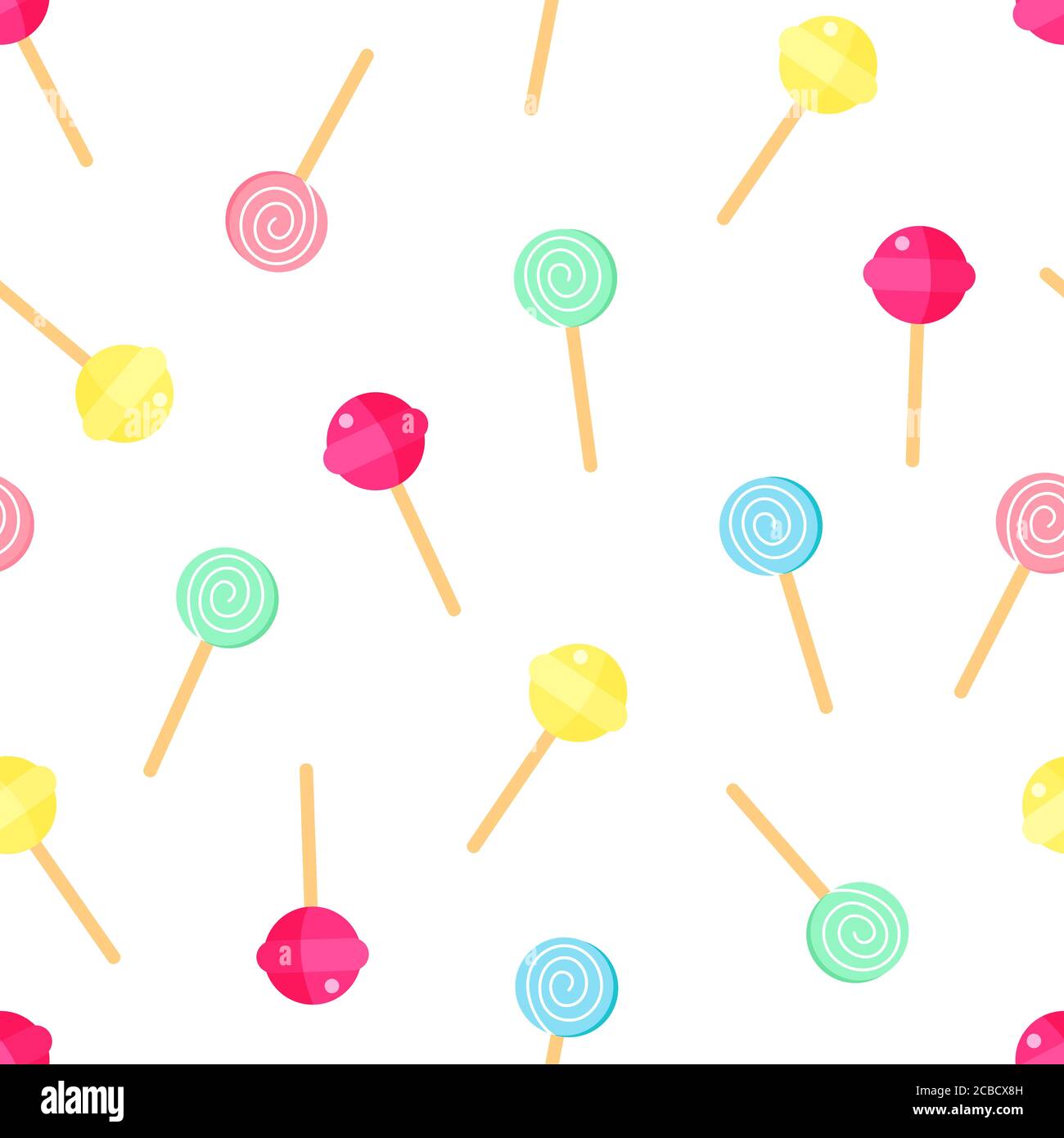 Lollipop pattern. Sweet candy background. Cartoon lollipop texture Vector illustration. Stock Vector