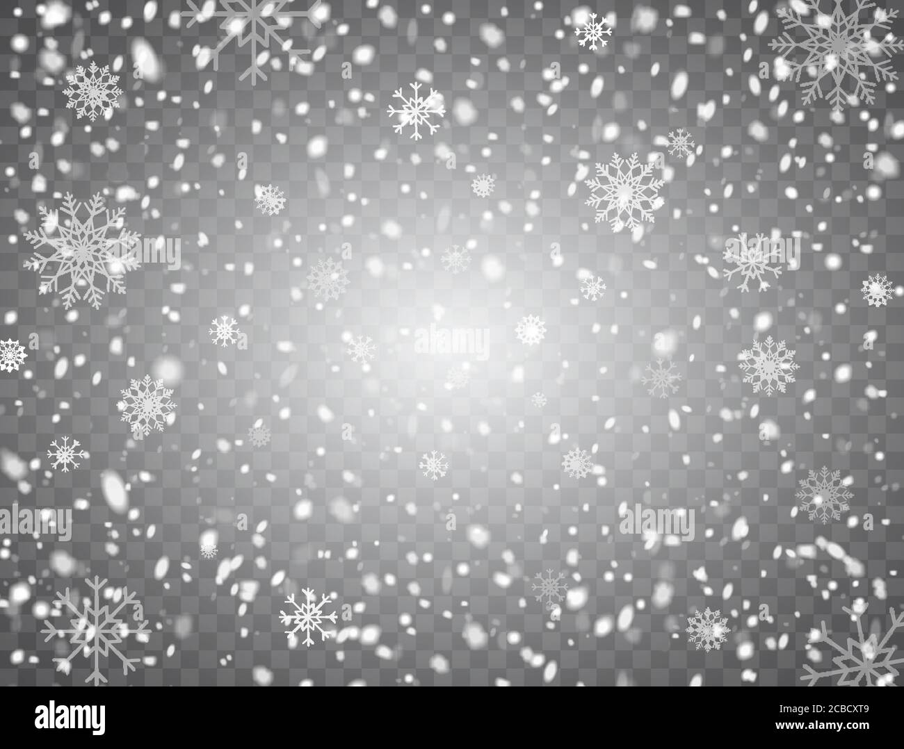 Snow png background. Realistic shine glitter snowfall background for  Christmas decoration isolated on transparent. Stock vector. Stock Vector