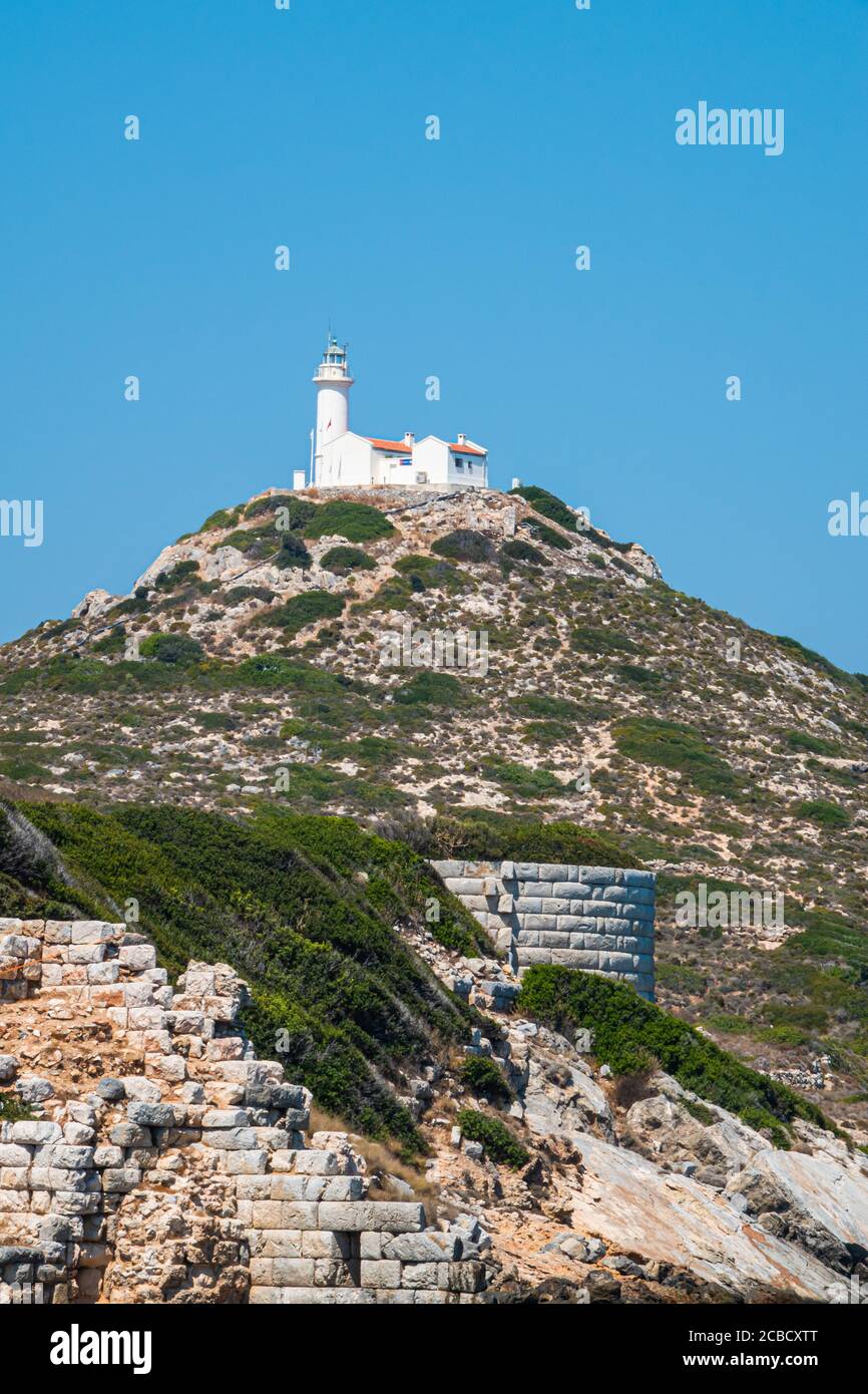 View of Turkey Datca Knidos Deveboynu Lighthouse Stock Photo