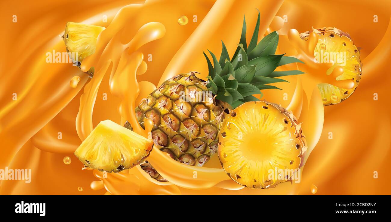 Whole and sliced pineapple in fruit juice Stock Vector Image & Art - Alamy