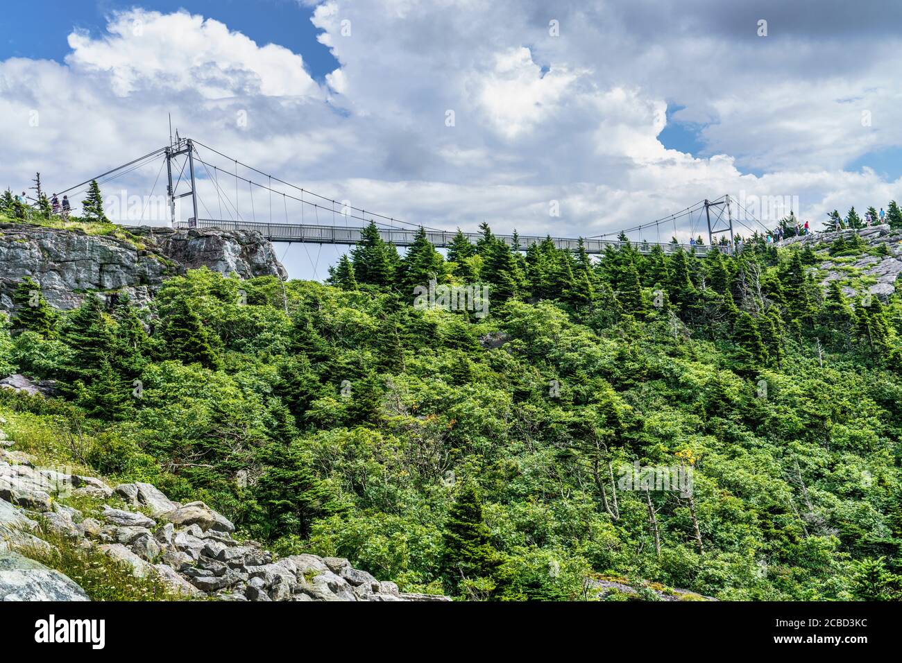 The mile high swinging or suspension bridge on the top of Grandfather Mountain, North Carolina
