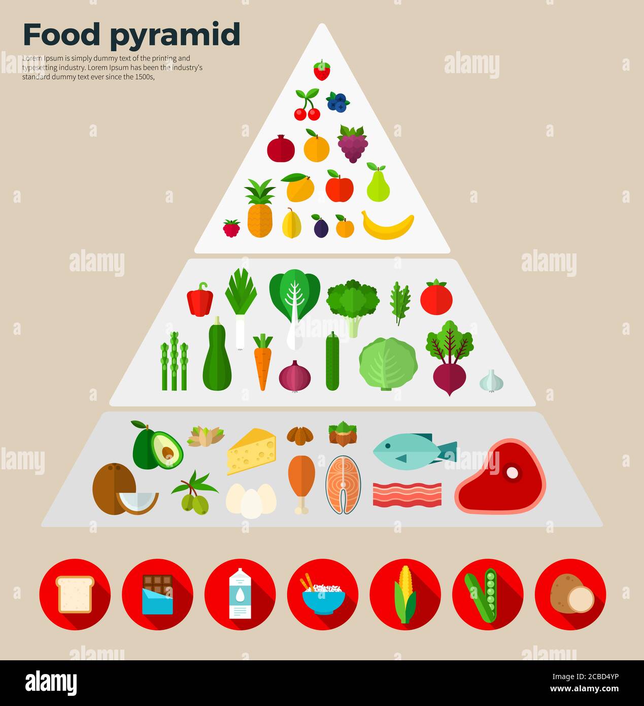 Food pyramid, the principle of healthy eating vector icon flat isolated  illustration Stock Vector Image & Art - Alamy