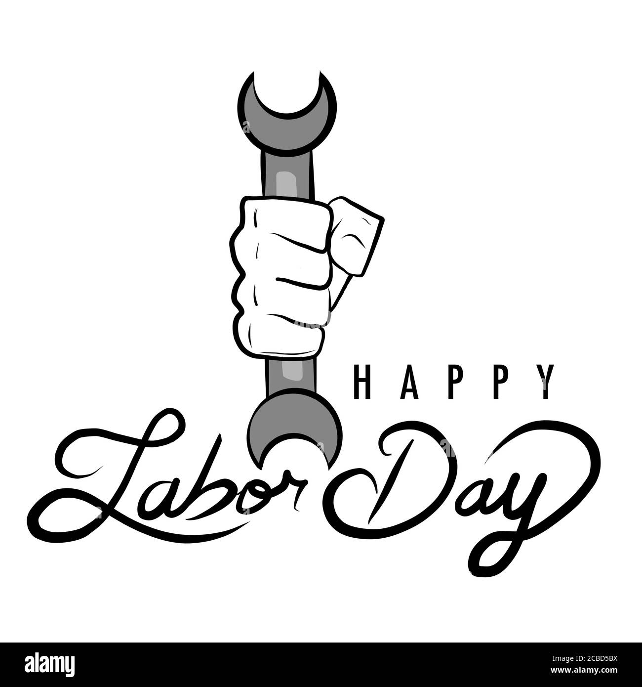 Happy Laybor Day worker hand illustration design over white Stock Photo