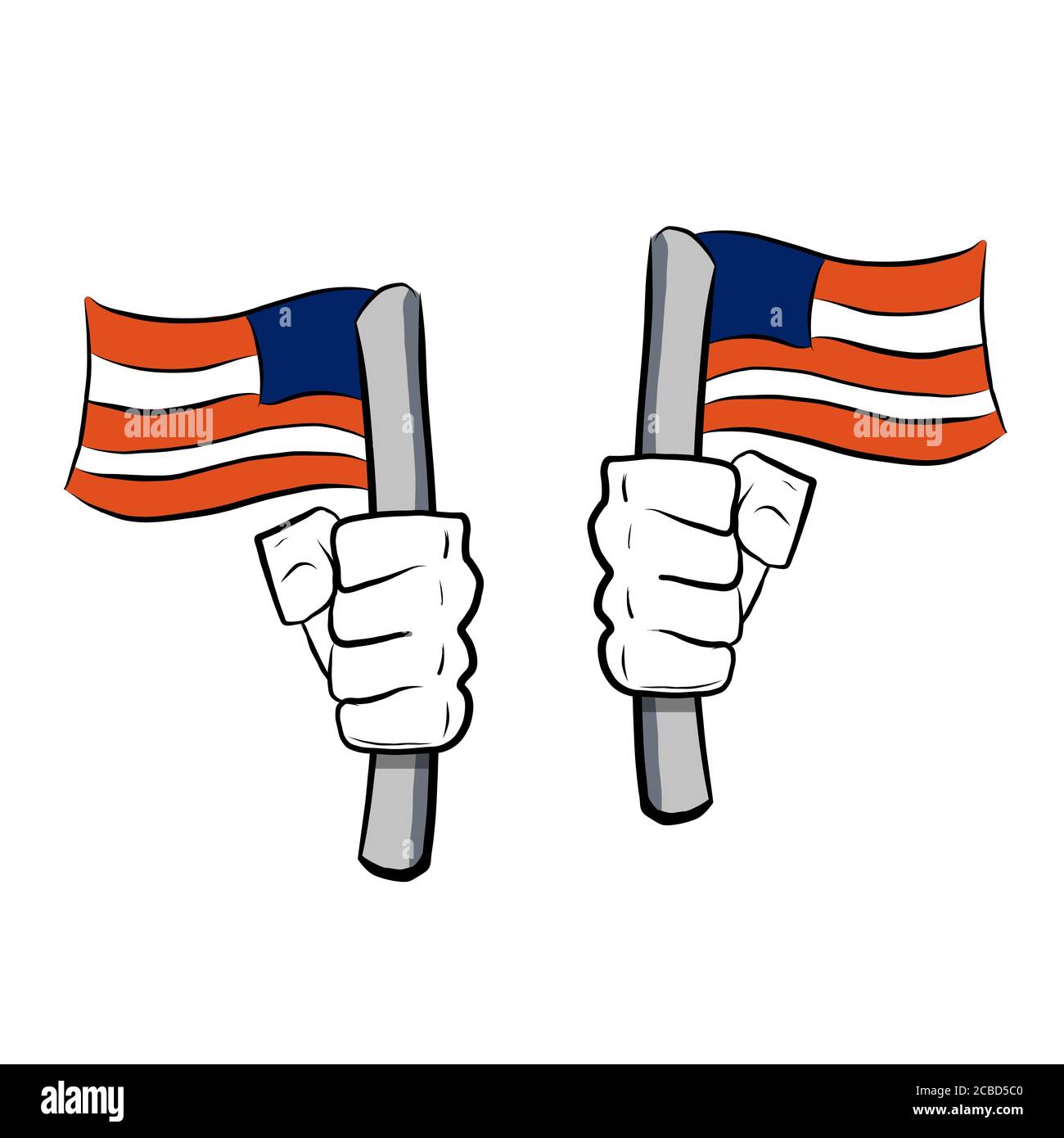 Patriot hands with the american flag. illustration design over white Stock Photo