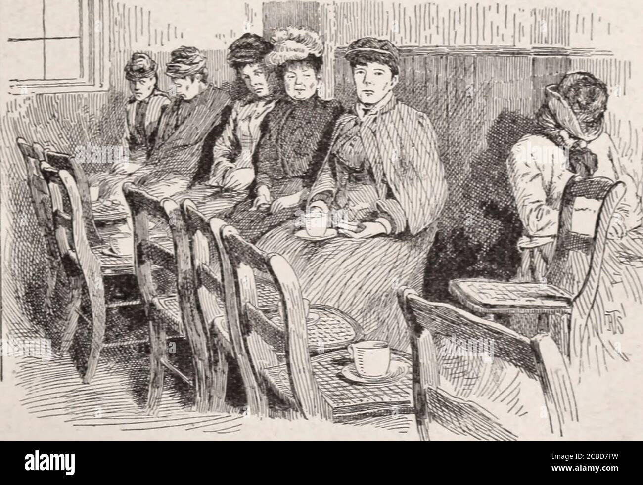 Midnight Lunch for the street girls after evening service at the Florence Street Mission, New York City, circa 1892 Stock Photo