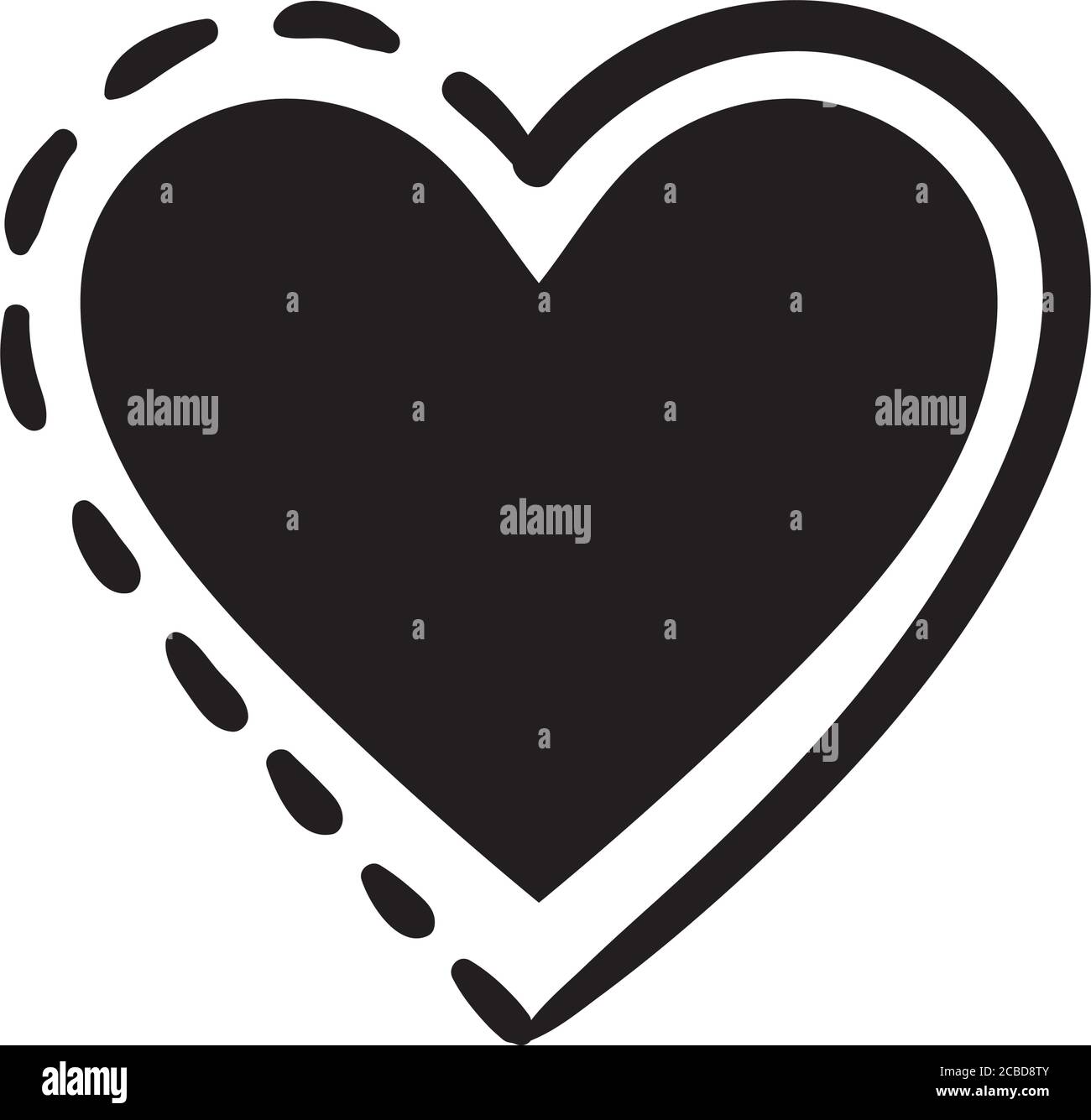 heart love painted with border work art silhouette style icon vector ...