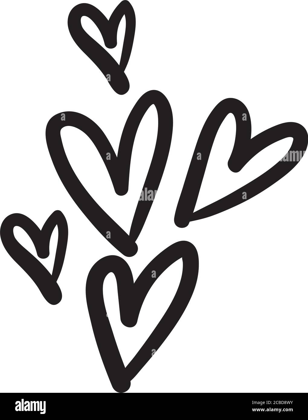 group of hearts love work art silhouette style vector illustration ...