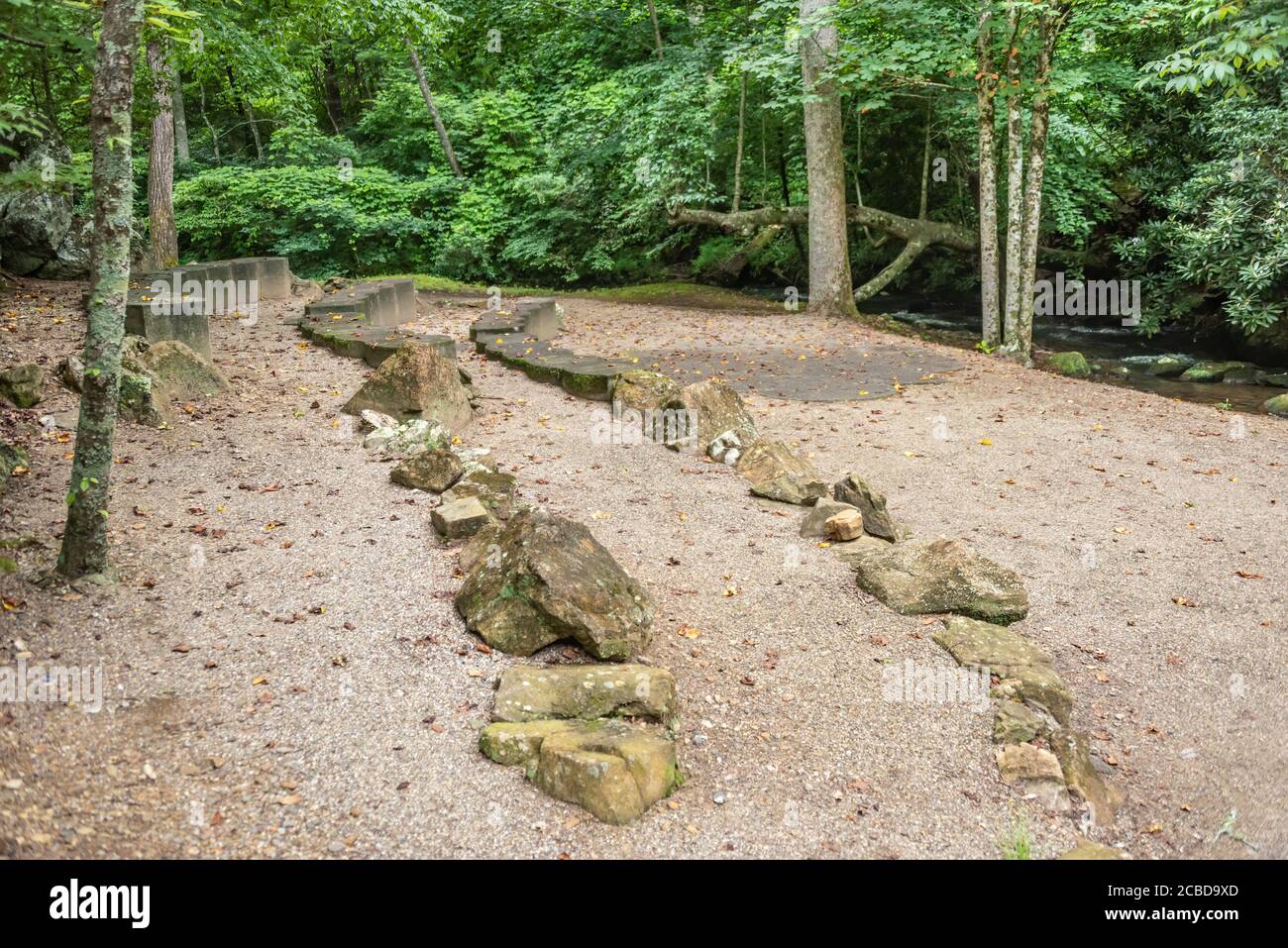 Creekside natural amphitheater at the Byron Herbert Reece Farm and Heritage Center near Vogel State Park in Blairsville, Georgia. (USA) Stock Photo