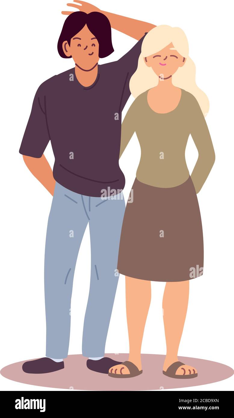 Couple of woman and man cartoons design, Relationship love and romance ...