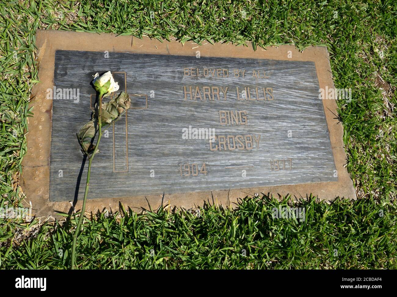 Culver City, California, USA 11th August 2020 A general view of atmosphere of Bing Crosby's Grave in Grotto Section at Holy Cross Cemetery on August 11, 2020 in Culver City, California, USA. Photo by Barry King/Alamy Stock Photo Stock Photo