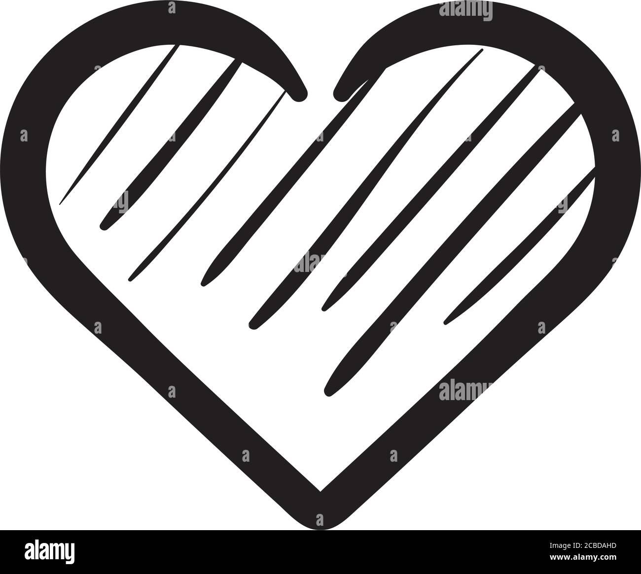 heart love with stripes work art silhouette style vector illustration ...