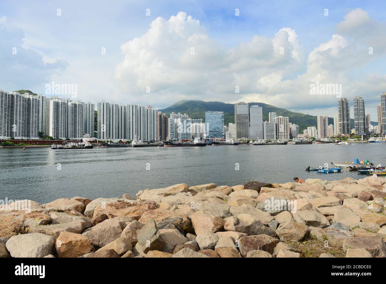 A view of Belvedere Garden and Tsuen Wan from the Tsing Yi promenade in ...