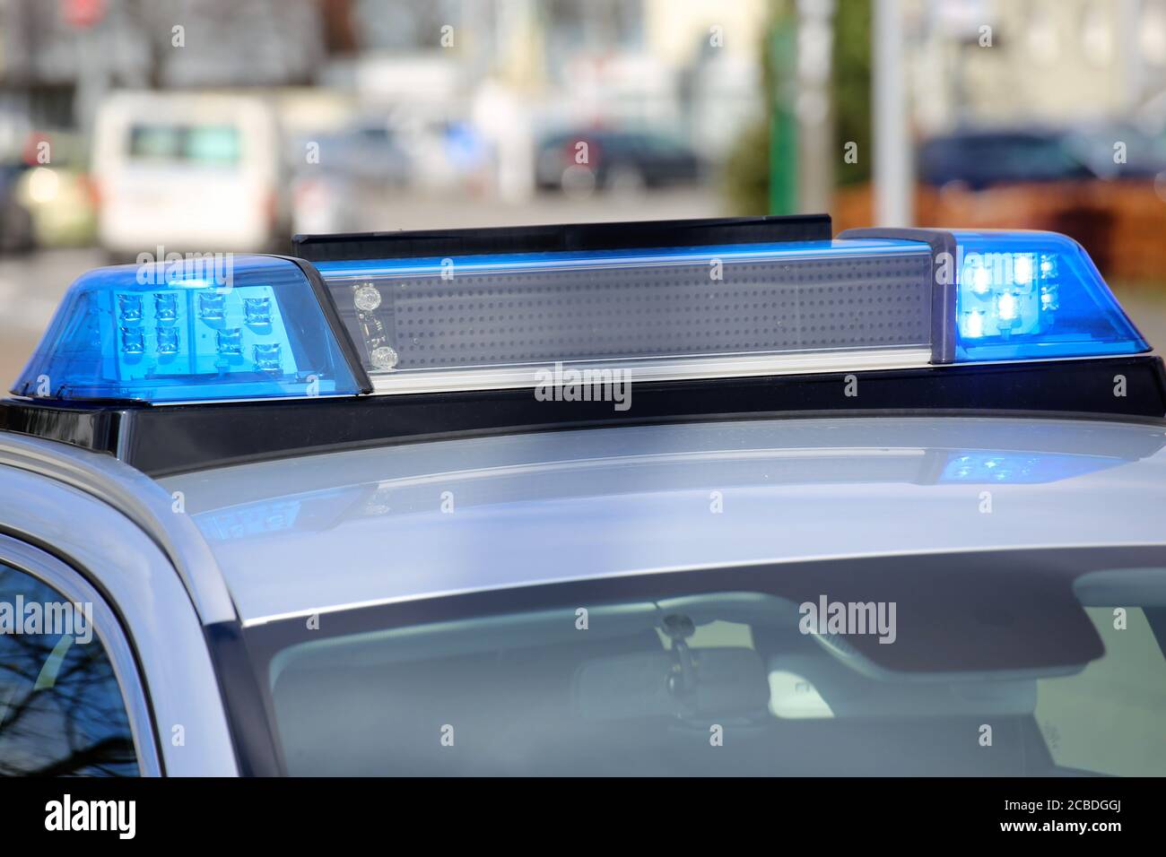 Symbol image police operation: Close up of a blue light on a police car Stock Photo