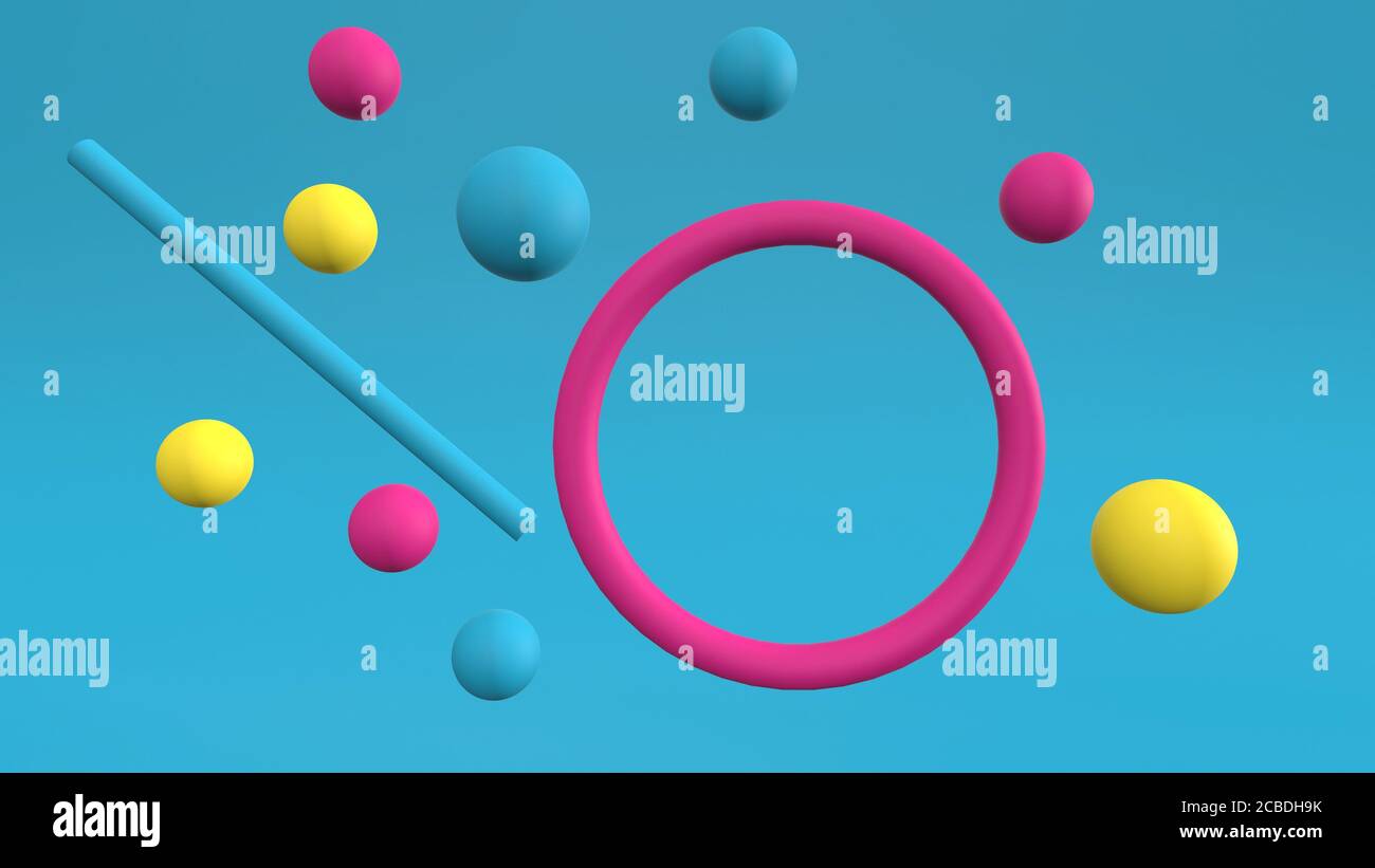 3d render Abstract multi-colored objects minimalist background Stock ...