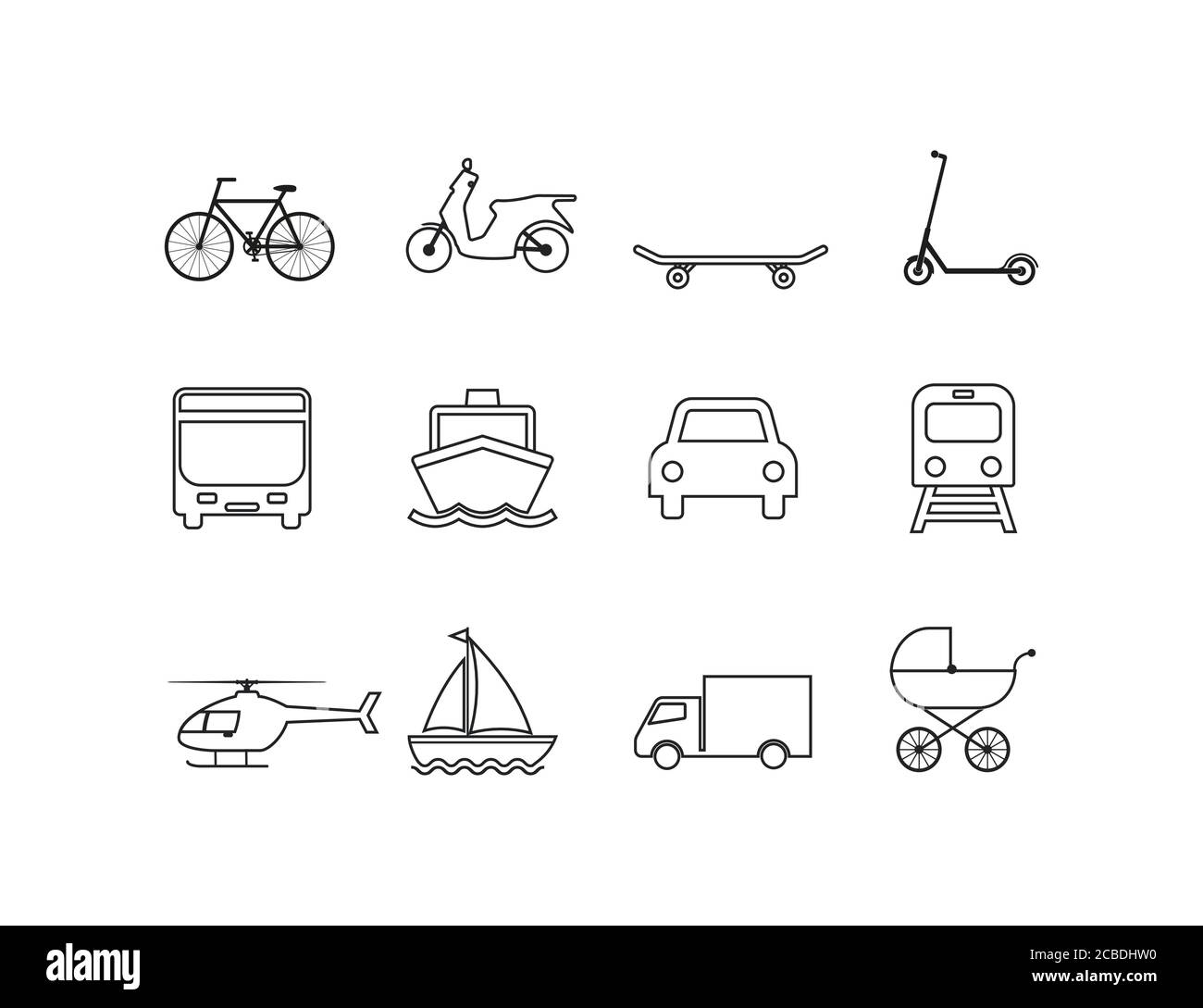 Transportation icons set. Vector illustration, flat design. Stock Vector