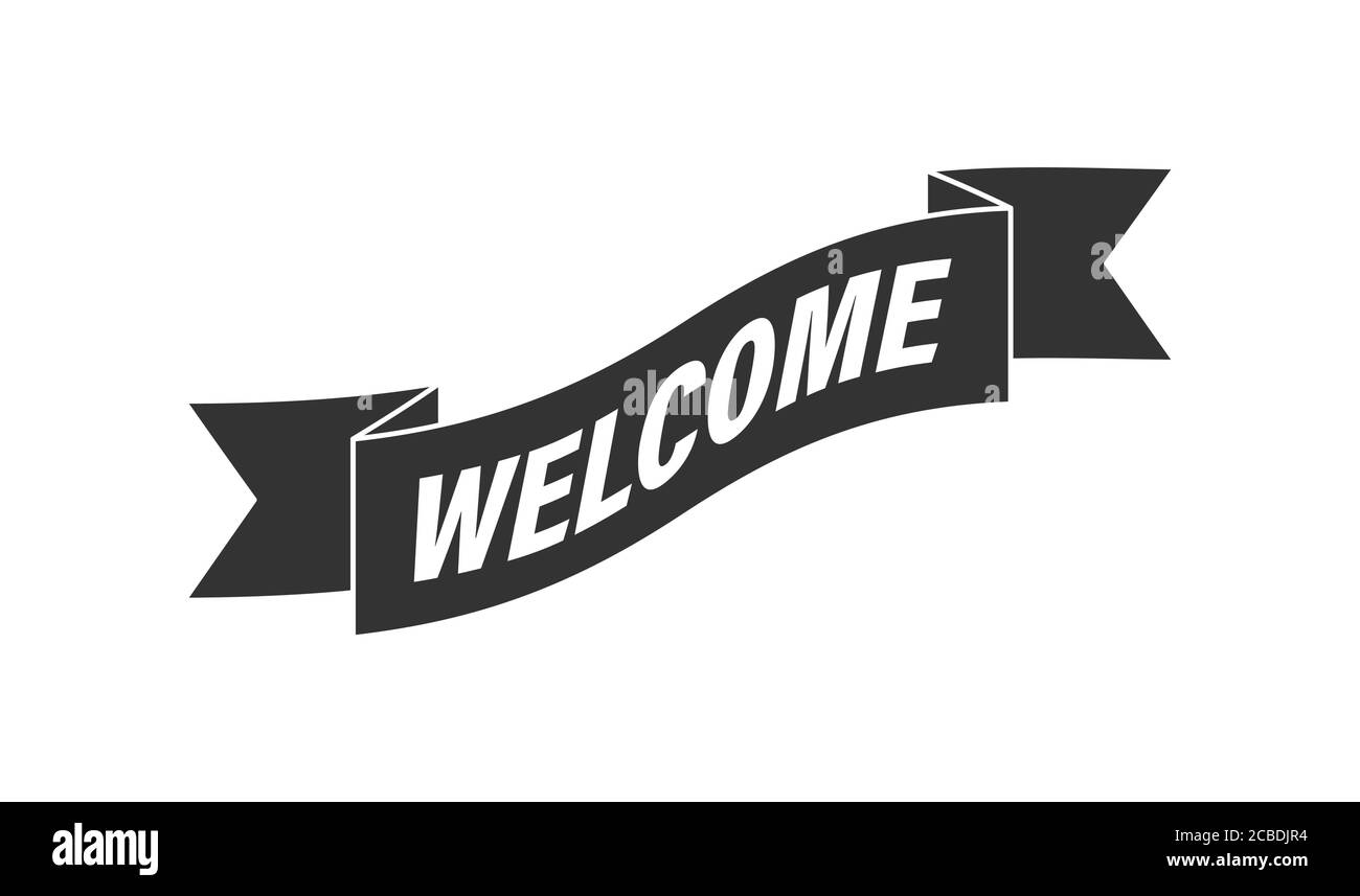 Ribbon with the words Welcome for a banner, stickers and labels