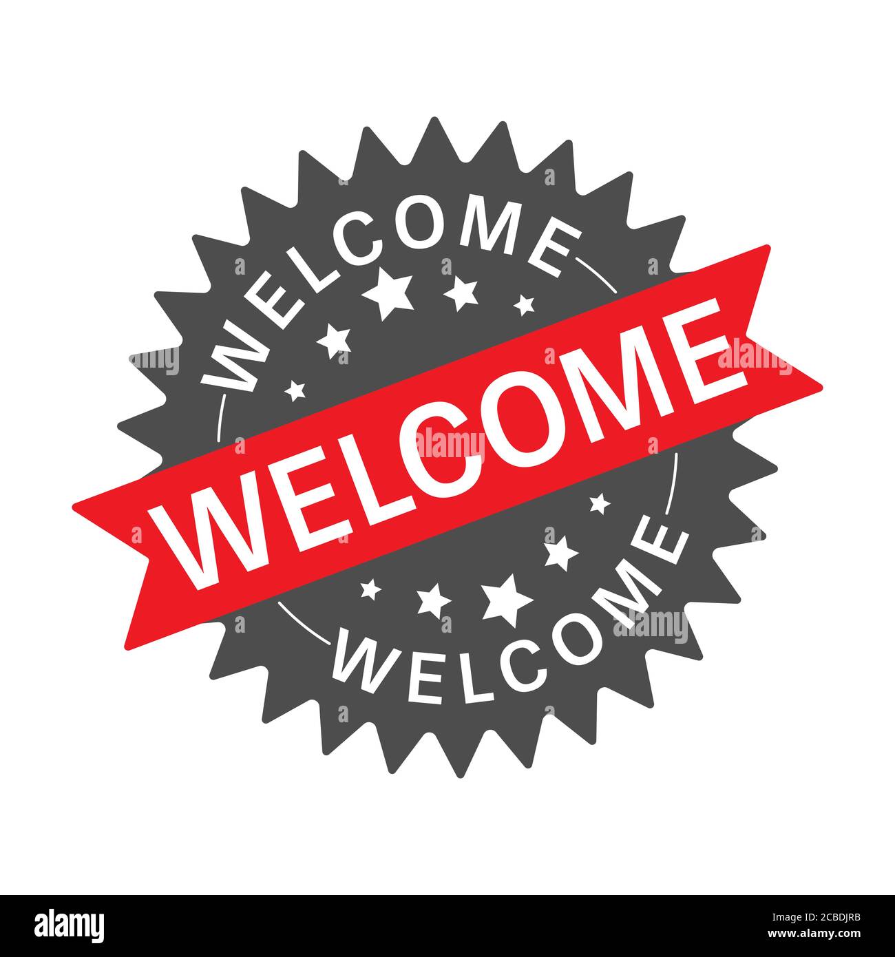 Robin Welcomesign Round sign with a ribbon and the inscription Welcome. Label, sign with ...