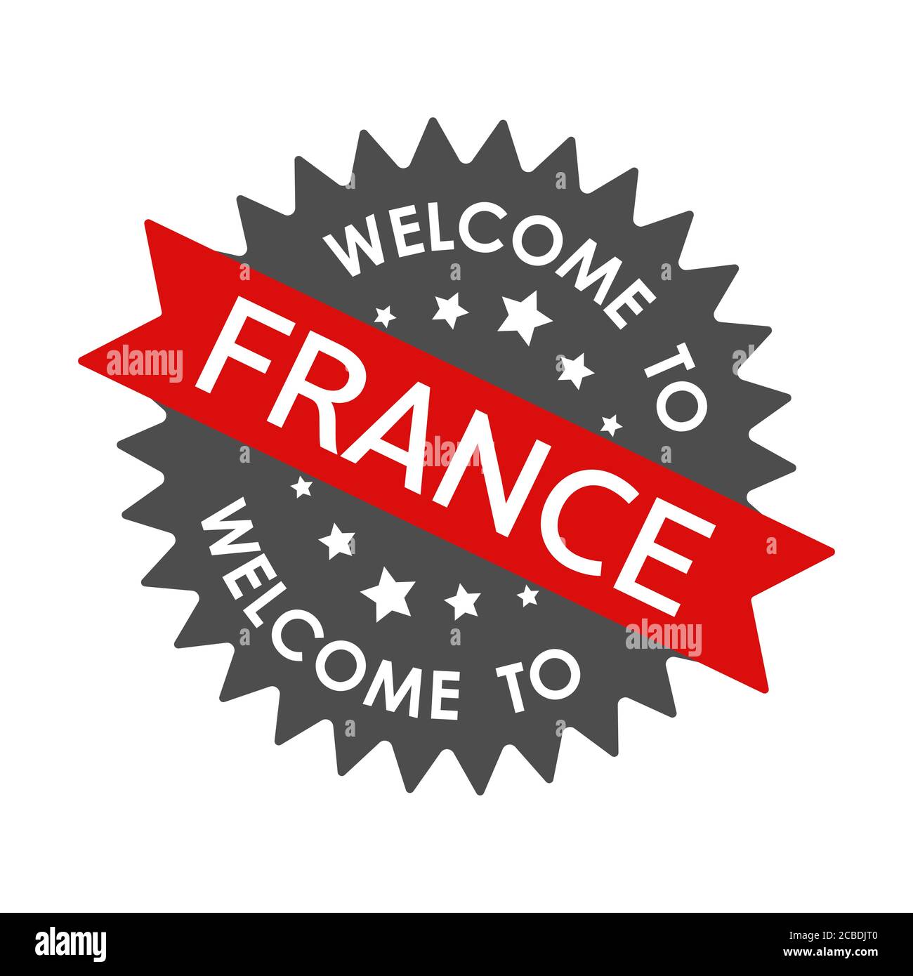 Welcome to FRANCE. Round label with red ribbon. Vector illustration ...