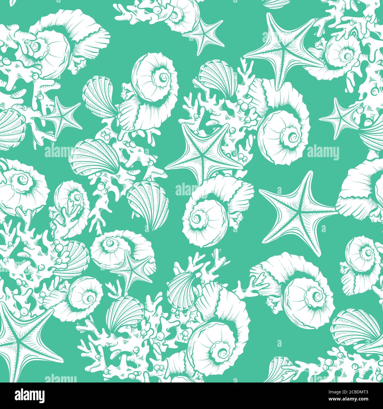 Ocean seashell, coral, starfish pattern background Stock Vector Image ...