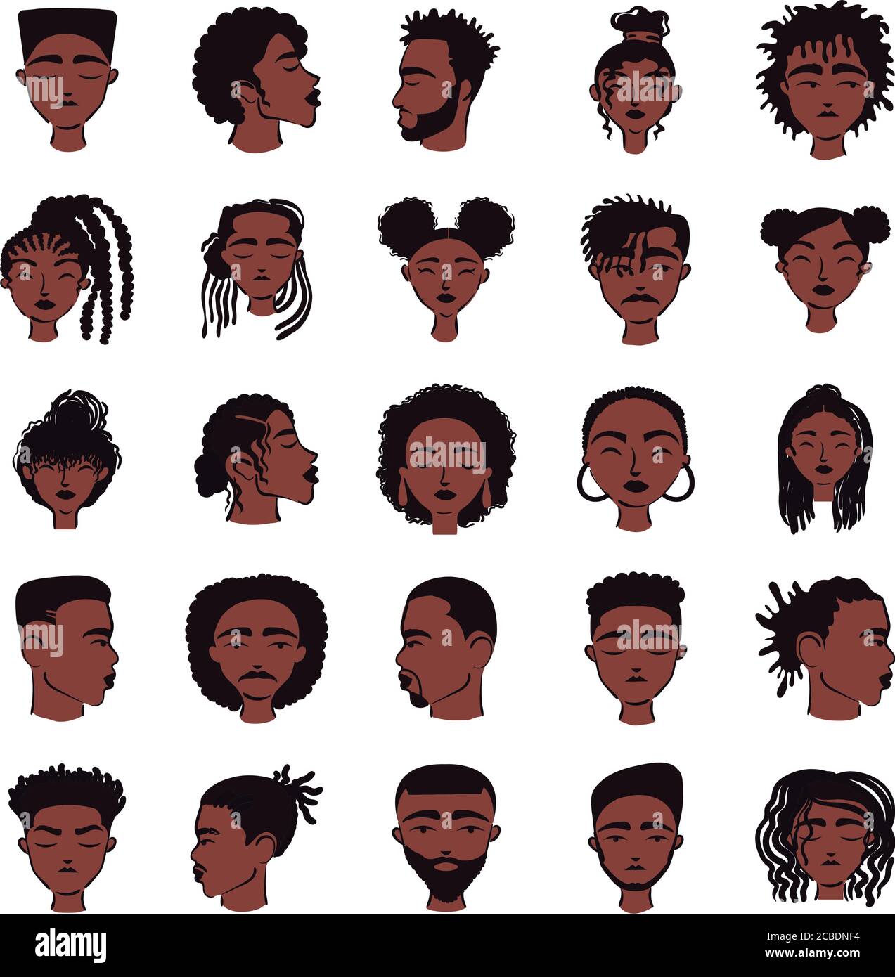 twenty five afro ethnic people avatars characters vector illustration ...