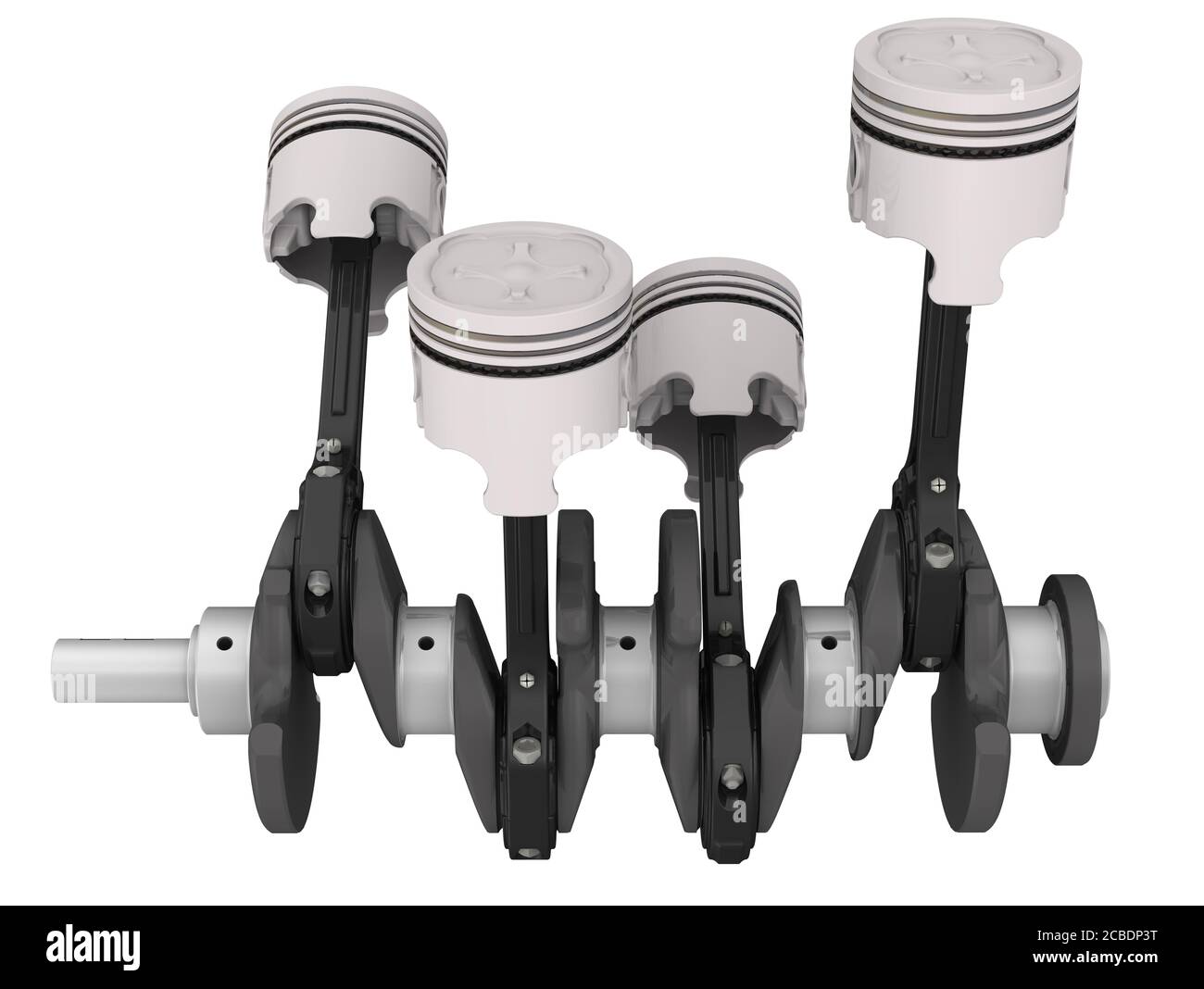 Engine pistons and crankshaft assembly. The crankshaft of the internal