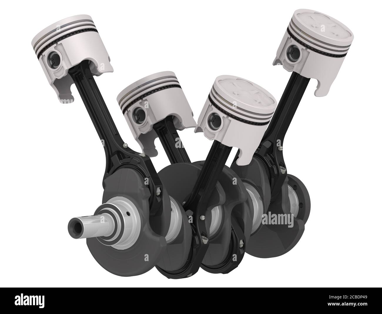 Engine pistons and crankshaft assembly. The crankshaft of the internal