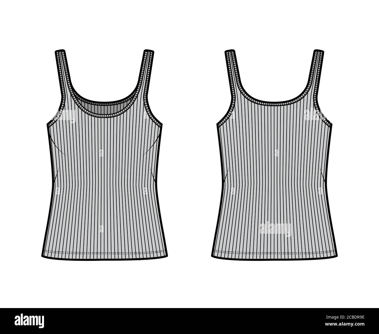 Ribbed cotton-jersey tank technical fashion illustration with
