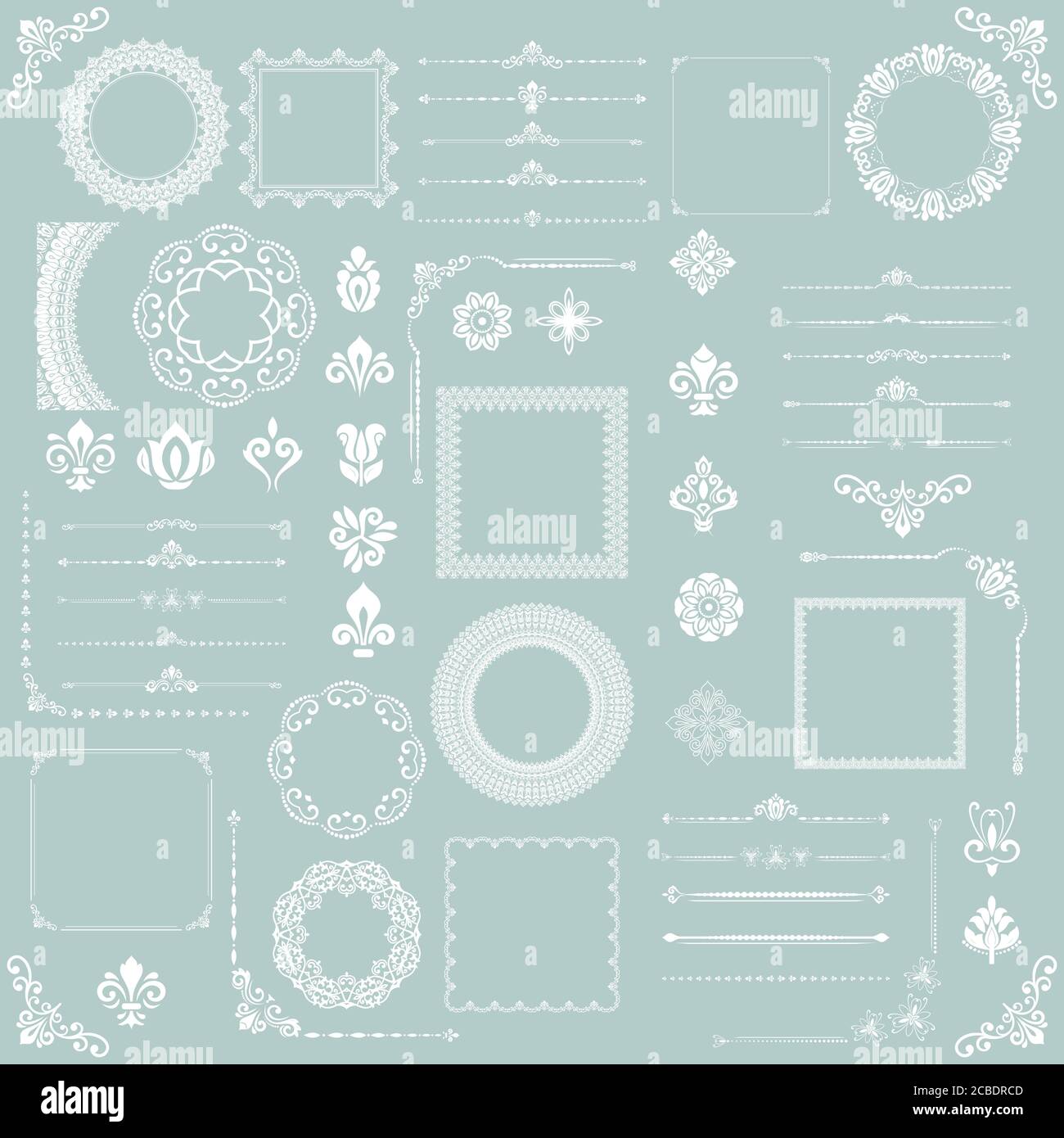 Vintage Set of Vector Horizontal, Square and Round Elements Stock ...