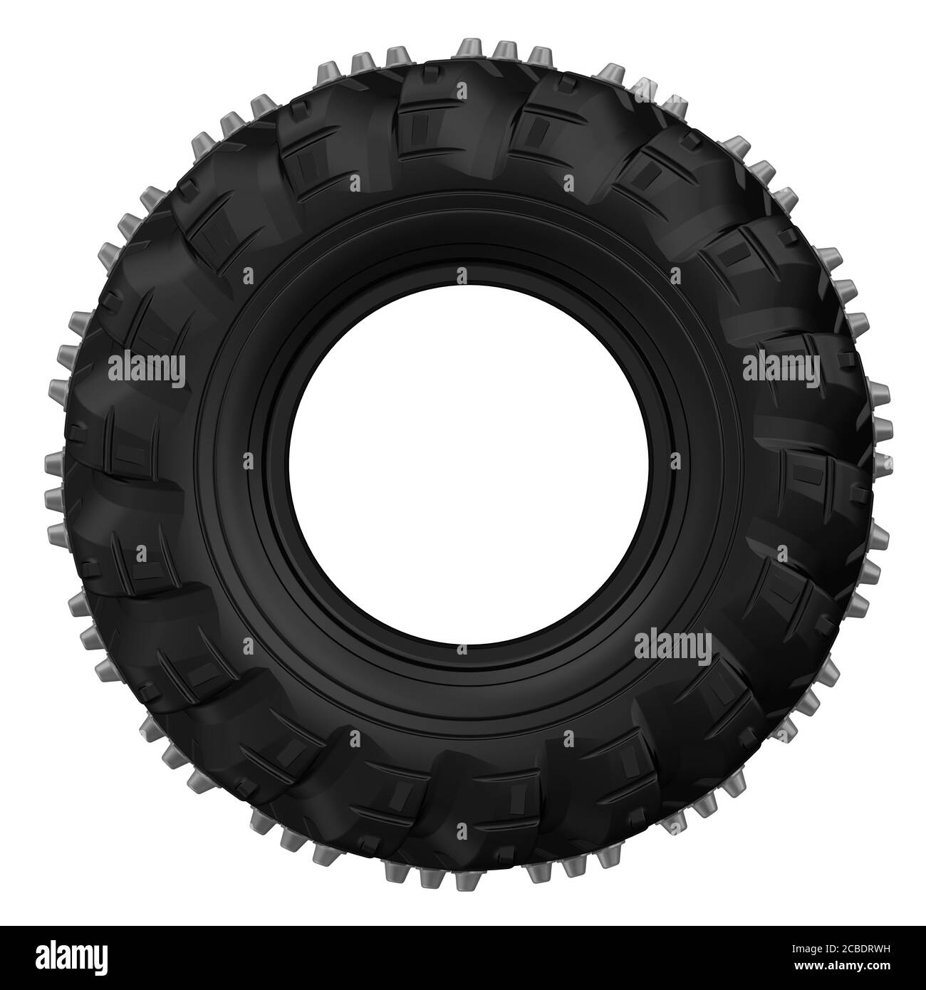 Offroad tire with spikes on a white background. 3D illustration Stock