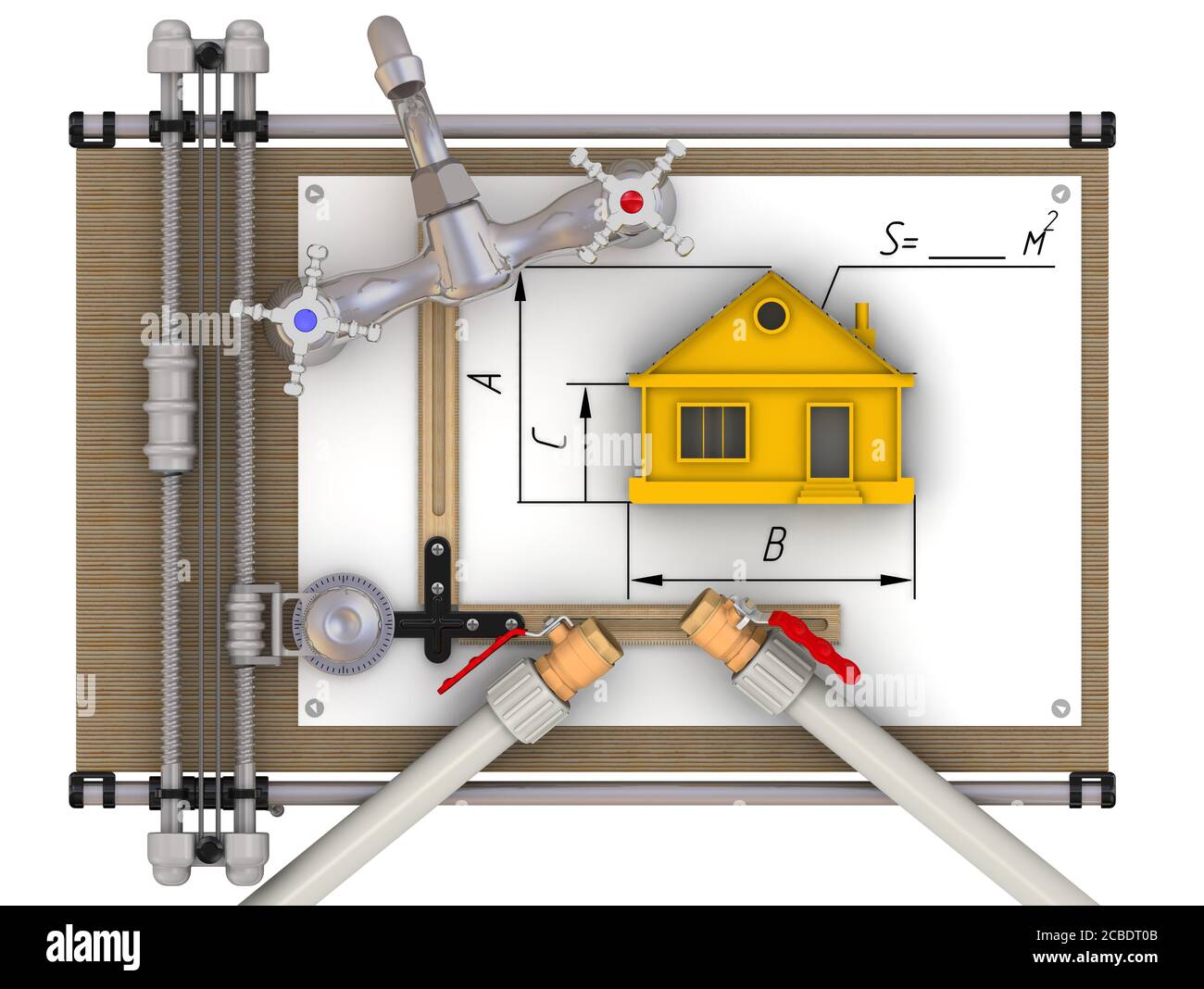 Calculation of the water supply at home.The drawing board, drawing of